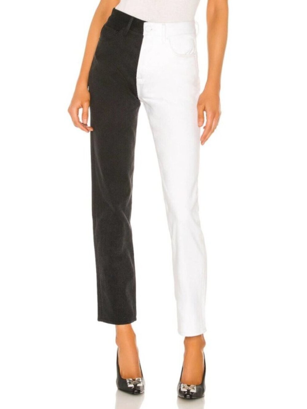 New Revolve GRLFRND Helena high rise Cruella de Vil straight leg ankle crop jean